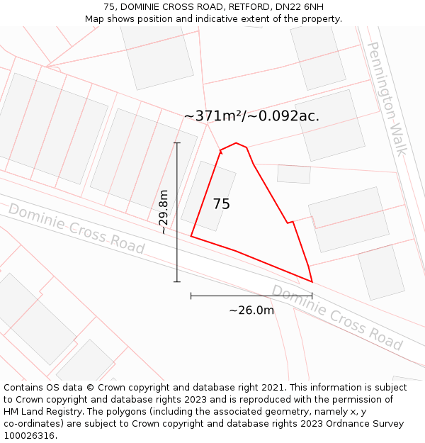 75, DOMINIE CROSS ROAD, RETFORD, DN22 6NH: Plot and title map