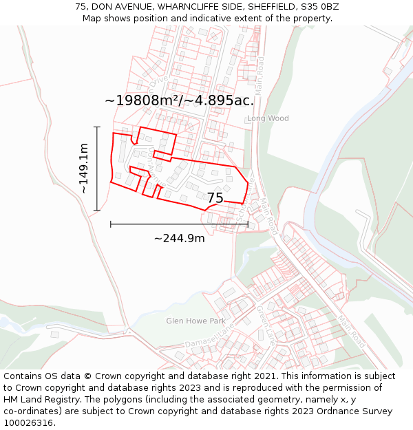 75, DON AVENUE, WHARNCLIFFE SIDE, SHEFFIELD, S35 0BZ: Plot and title map