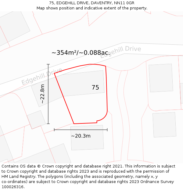 75, EDGEHILL DRIVE, DAVENTRY, NN11 0GR: Plot and title map