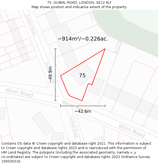 75, GUIBAL ROAD, LONDON, SE12 9LY: Plot and title map