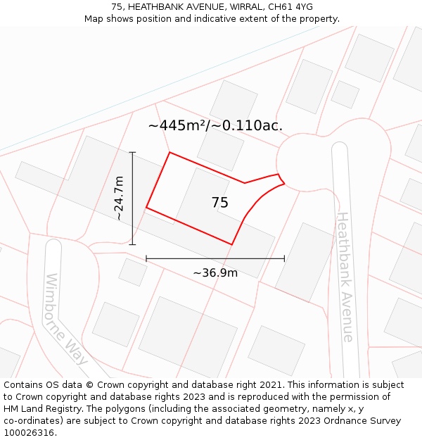 75, HEATHBANK AVENUE, WIRRAL, CH61 4YG: Plot and title map