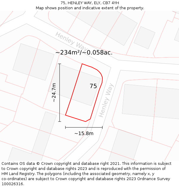 75, HENLEY WAY, ELY, CB7 4YH: Plot and title map