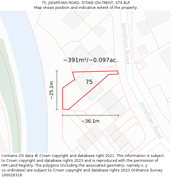 75, JONATHAN ROAD, STOKE-ON-TRENT, ST4 8LP: Plot and title map