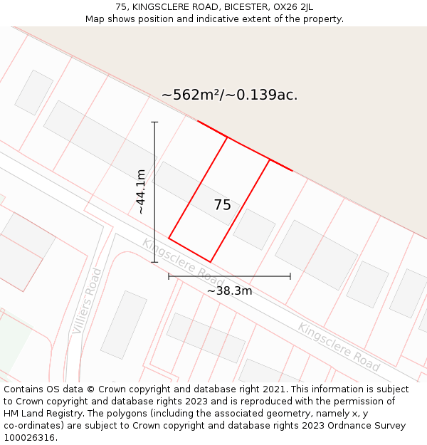 75, KINGSCLERE ROAD, BICESTER, OX26 2JL: Plot and title map