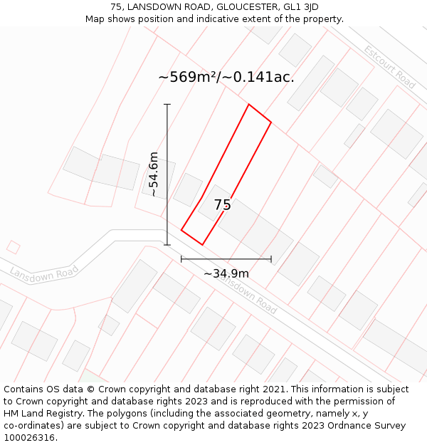 75, LANSDOWN ROAD, GLOUCESTER, GL1 3JD: Plot and title map