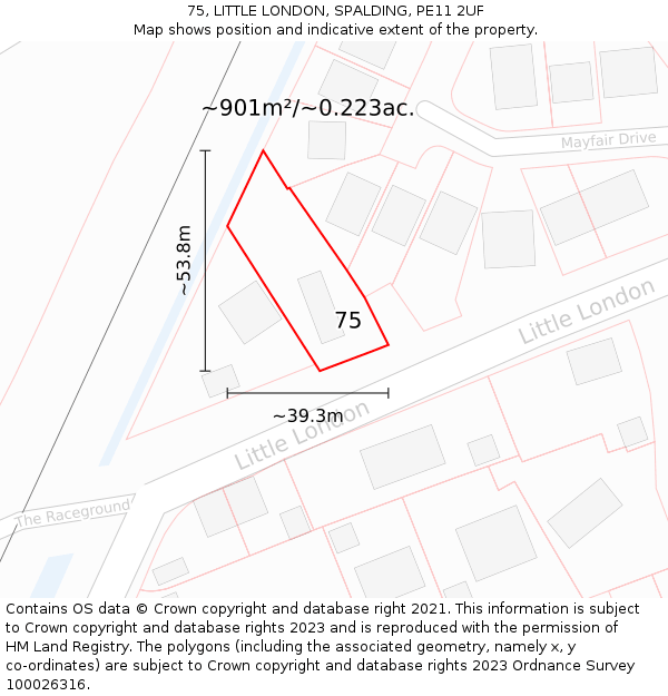 75, LITTLE LONDON, SPALDING, PE11 2UF: Plot and title map