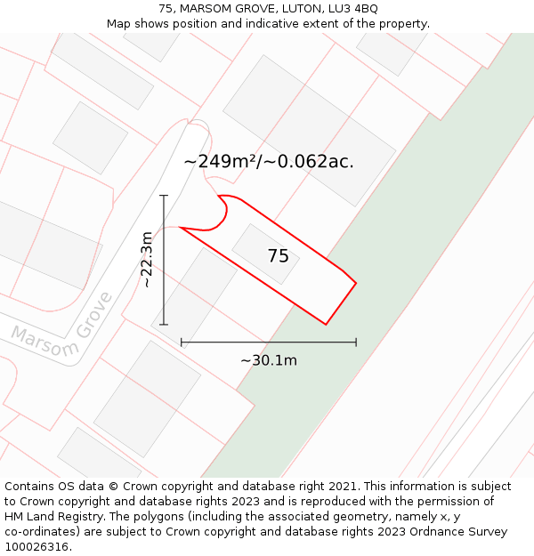 75, MARSOM GROVE, LUTON, LU3 4BQ: Plot and title map