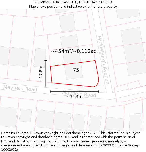 75, MICKLEBURGH AVENUE, HERNE BAY, CT6 6HB: Plot and title map