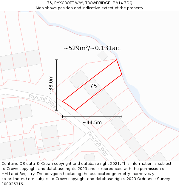 75, PAXCROFT WAY, TROWBRIDGE, BA14 7DQ: Plot and title map