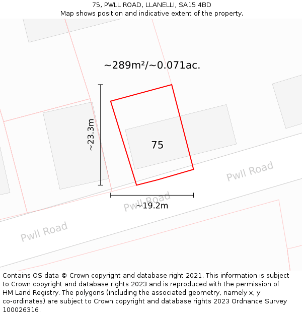 75, PWLL ROAD, LLANELLI, SA15 4BD: Plot and title map