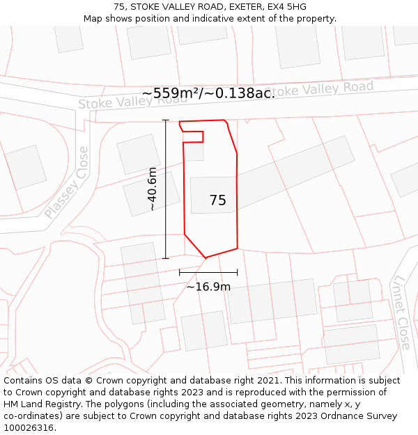 75, STOKE VALLEY ROAD, EXETER, EX4 5HG: Plot and title map