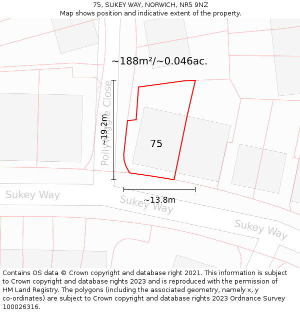 75, SUKEY WAY, NORWICH, NR5 9NZ: Plot and title map