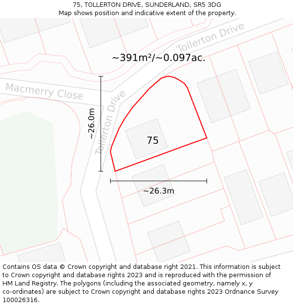 75, TOLLERTON DRIVE, SUNDERLAND, SR5 3DG: Plot and title map