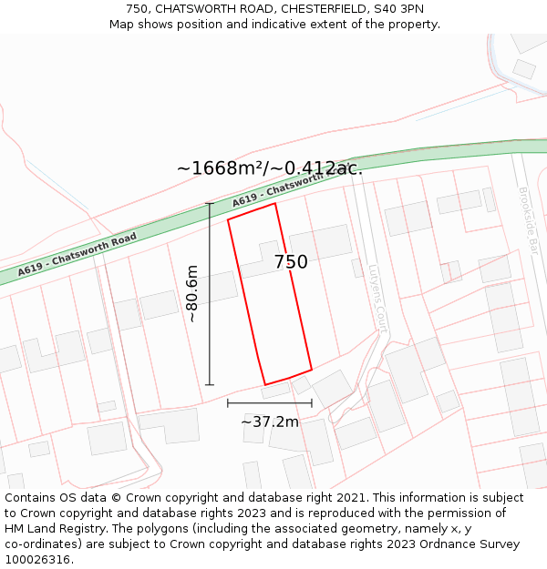 750, CHATSWORTH ROAD, CHESTERFIELD, S40 3PN: Plot and title map