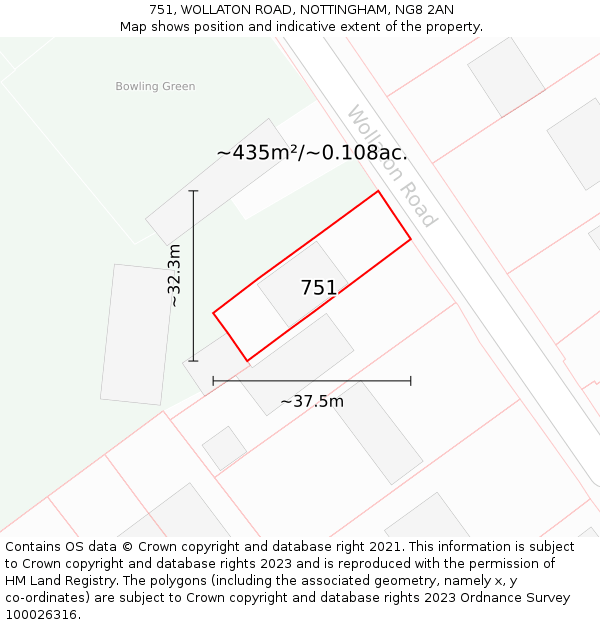751, WOLLATON ROAD, NOTTINGHAM, NG8 2AN: Plot and title map