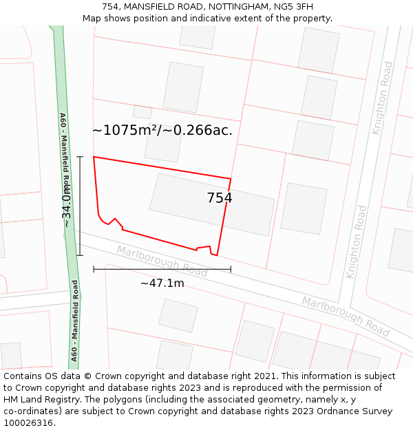 754, MANSFIELD ROAD, NOTTINGHAM, NG5 3FH: Plot and title map