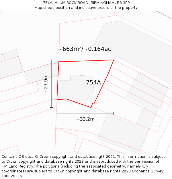 754A, ALUM ROCK ROAD, BIRMINGHAM, B8 3PP: Plot and title map