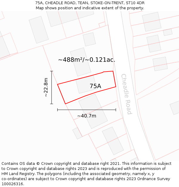 75A, CHEADLE ROAD, TEAN, STOKE-ON-TRENT, ST10 4DR: Plot and title map