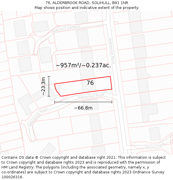 76, ALDERBROOK ROAD, SOLIHULL, B91 1NR: Plot and title map