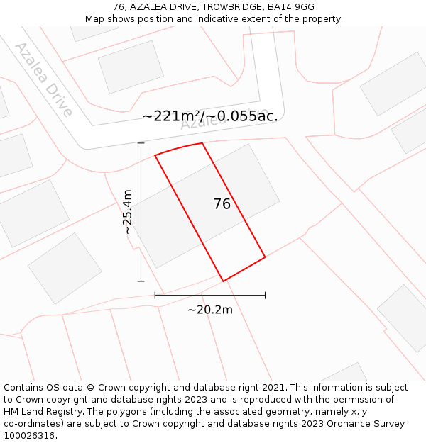 76, AZALEA DRIVE, TROWBRIDGE, BA14 9GG: Plot and title map