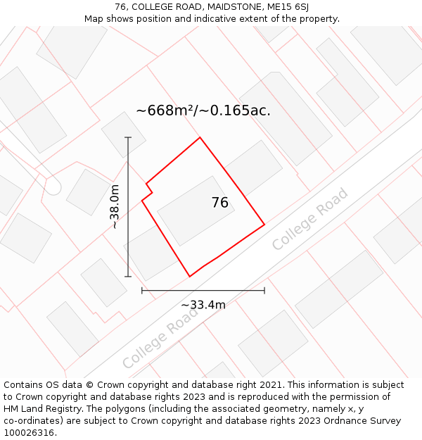 76, COLLEGE ROAD, MAIDSTONE, ME15 6SJ: Plot and title map