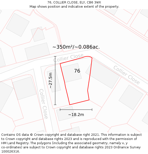 76, COLLIER CLOSE, ELY, CB6 3WX: Plot and title map