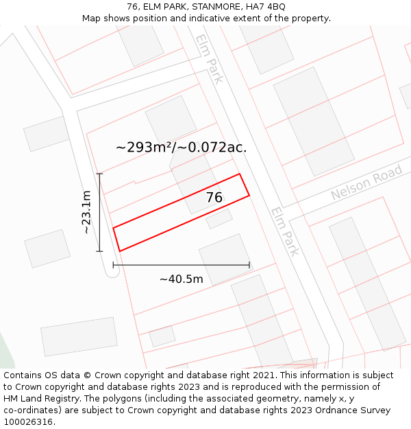 76, ELM PARK, STANMORE, HA7 4BQ: Plot and title map