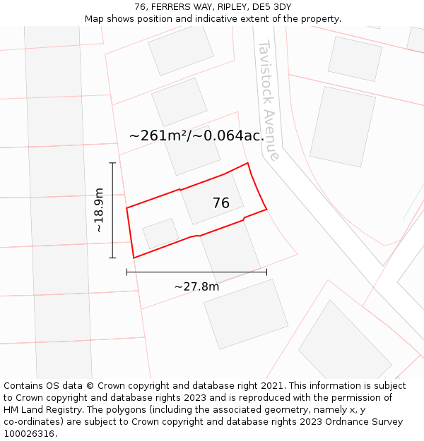 76, FERRERS WAY, RIPLEY, DE5 3DY: Plot and title map