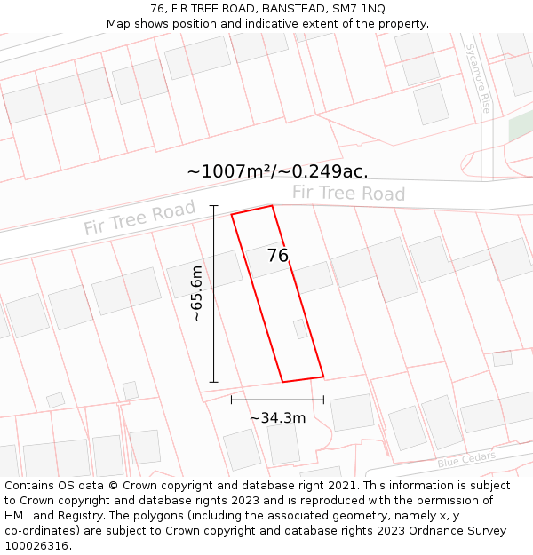 76, FIR TREE ROAD, BANSTEAD, SM7 1NQ: Plot and title map