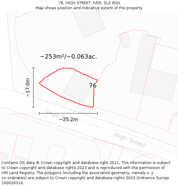 76, HIGH STREET, IVER, SL0 9NG: Plot and title map