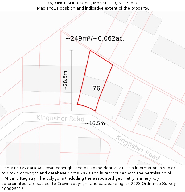 76, KINGFISHER ROAD, MANSFIELD, NG19 6EG: Plot and title map