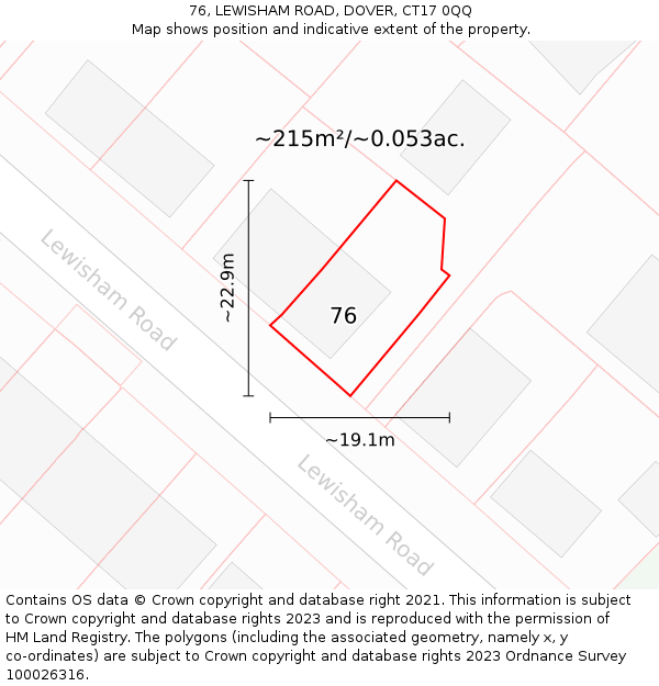 76, LEWISHAM ROAD, DOVER, CT17 0QQ: Plot and title map