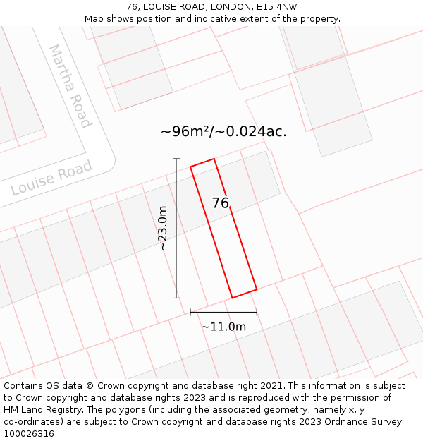 76, LOUISE ROAD, LONDON, E15 4NW: Plot and title map