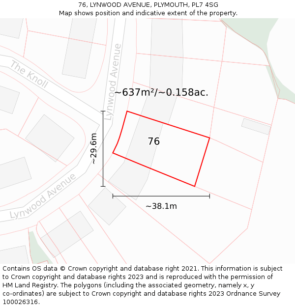 76, LYNWOOD AVENUE, PLYMOUTH, PL7 4SG: Plot and title map