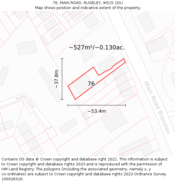 76, MAIN ROAD, RUGELEY, WS15 1DU: Plot and title map