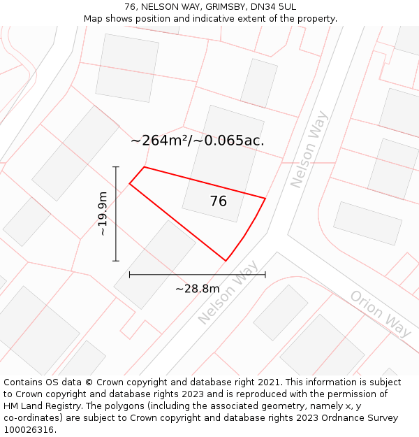 76, NELSON WAY, GRIMSBY, DN34 5UL: Plot and title map