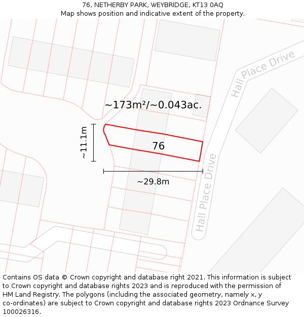 76, NETHERBY PARK, WEYBRIDGE, KT13 0AQ: Plot and title map