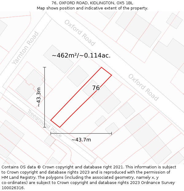 76, OXFORD ROAD, KIDLINGTON, OX5 1BL: Plot and title map