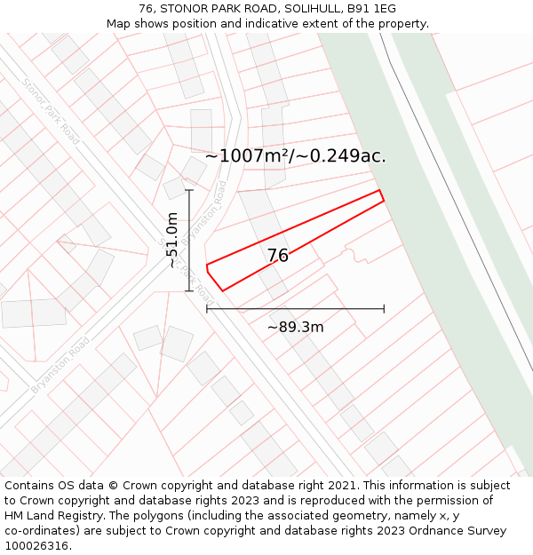 76, STONOR PARK ROAD, SOLIHULL, B91 1EG: Plot and title map