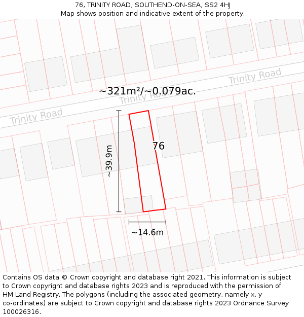 76, TRINITY ROAD, SOUTHEND-ON-SEA, SS2 4HJ: Plot and title map