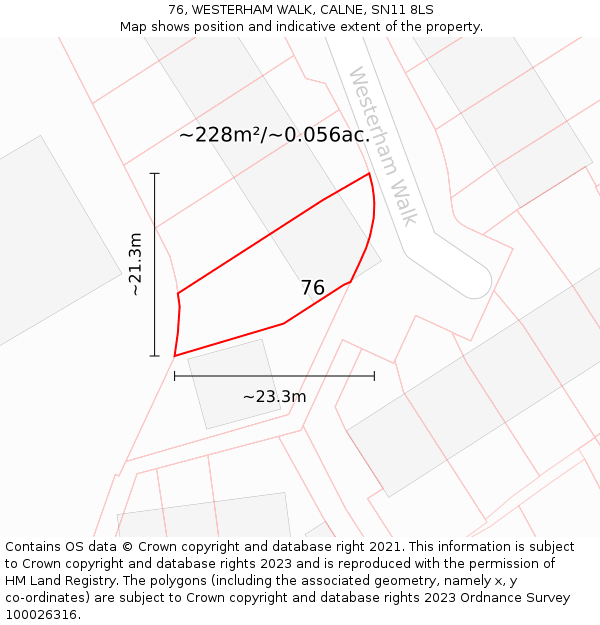 76, WESTERHAM WALK, CALNE, SN11 8LS: Plot and title map