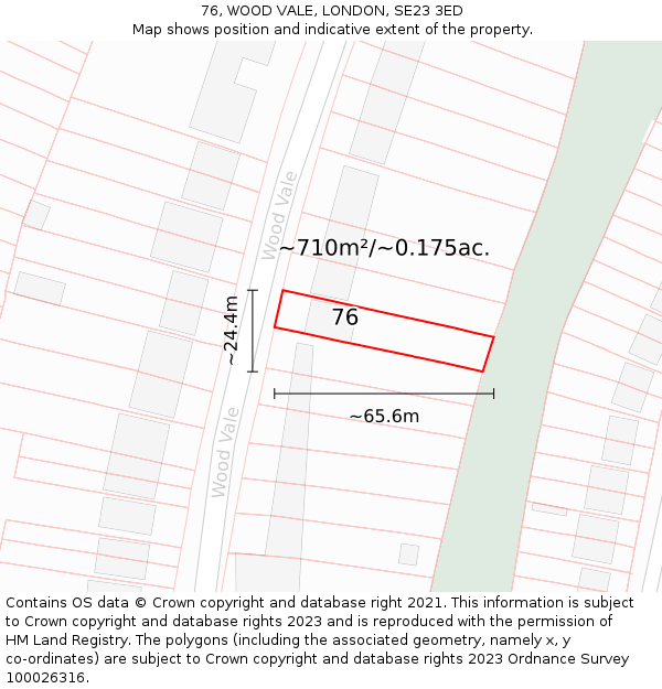76, WOOD VALE, LONDON, SE23 3ED: Plot and title map