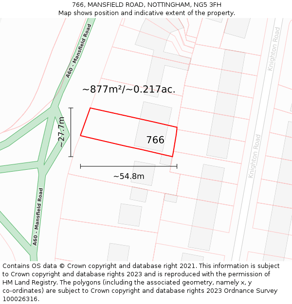 766, MANSFIELD ROAD, NOTTINGHAM, NG5 3FH: Plot and title map