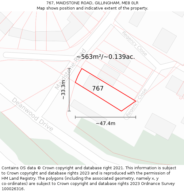 767, MAIDSTONE ROAD, GILLINGHAM, ME8 0LR: Plot and title map