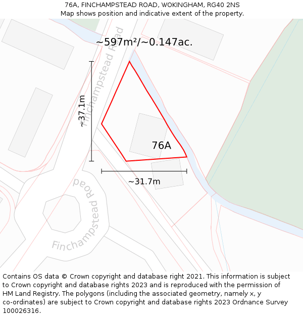 76A, FINCHAMPSTEAD ROAD, WOKINGHAM, RG40 2NS: Plot and title map