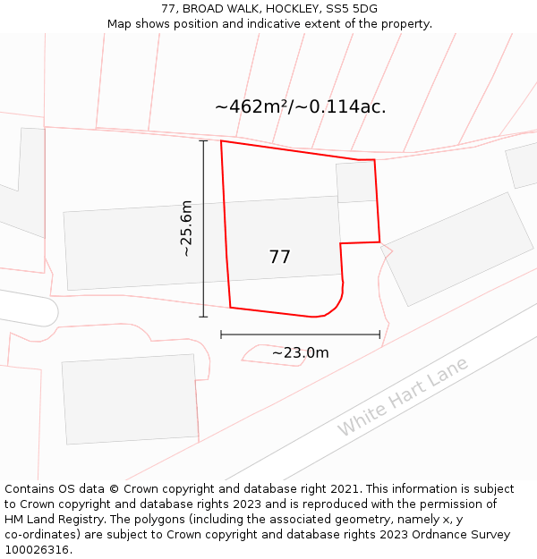 77, BROAD WALK, HOCKLEY, SS5 5DG: Plot and title map
