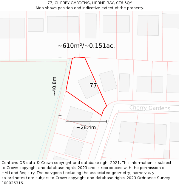 77, CHERRY GARDENS, HERNE BAY, CT6 5QY: Plot and title map