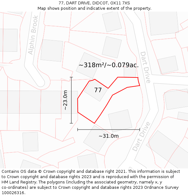 77, DART DRIVE, DIDCOT, OX11 7XS: Plot and title map