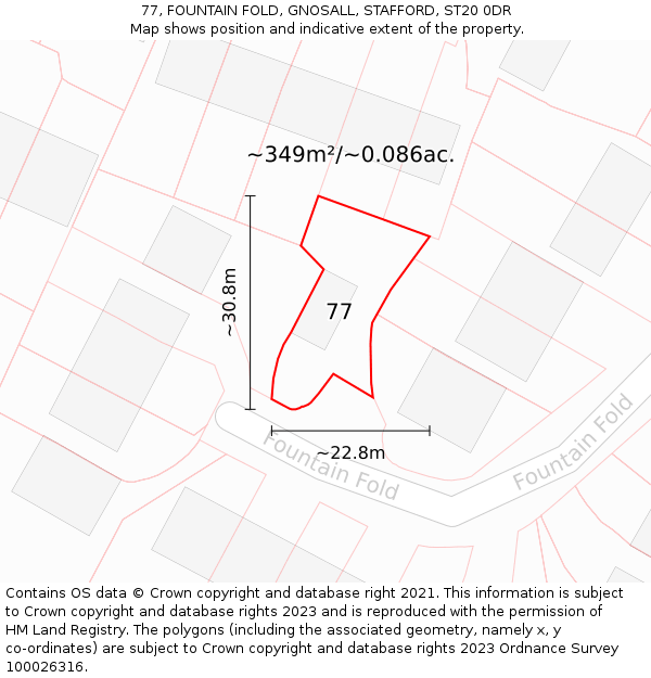 77, FOUNTAIN FOLD, GNOSALL, STAFFORD, ST20 0DR: Plot and title map