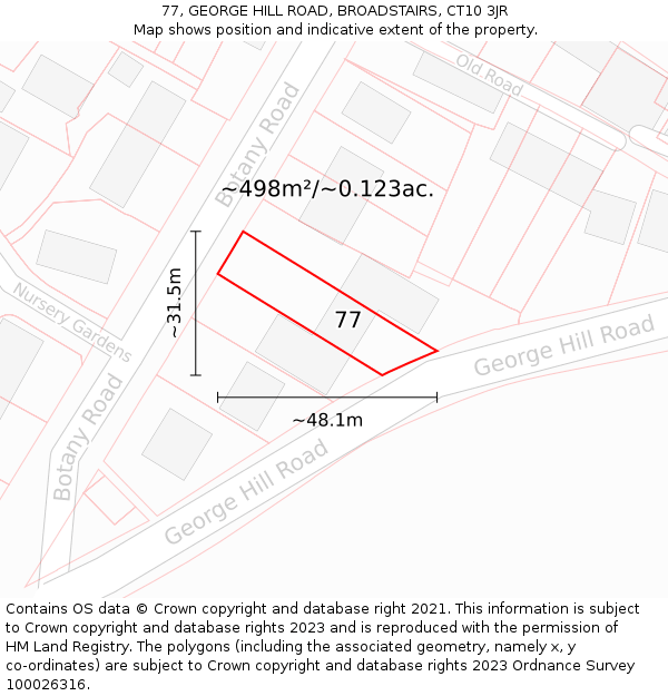 77, GEORGE HILL ROAD, BROADSTAIRS, CT10 3JR: Plot and title map